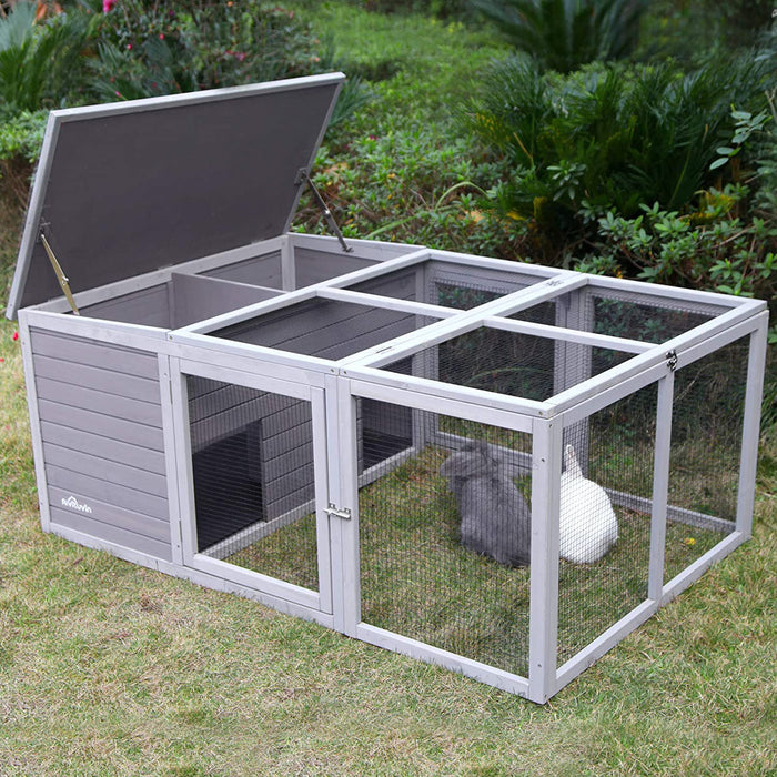 Aivituvin Chicken Coop for 2-4 Chickens, Wooden Rabbit Hutch with Run