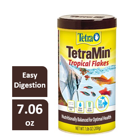 Tetra TetraMin Balanced Diet Tropical Fish Food Flakes, 7.06 oz