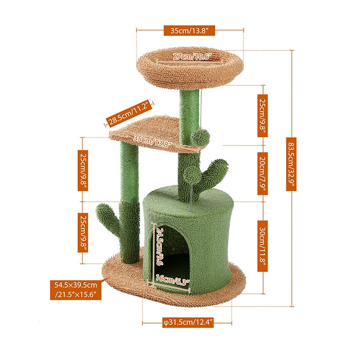 Cactus Cat Tree with Natural Sisal Scratching Post