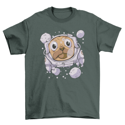 Pug in space astronaut t-shirt