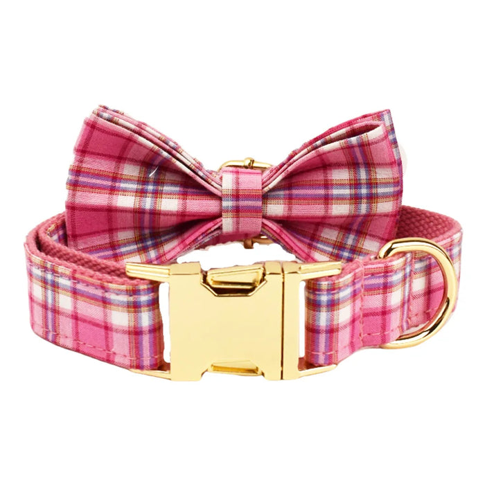 Spoiled Brat™ Plaid Collar, Bow Tie & Leash Bundle – Engraved - view 11 | Spoiled Brat