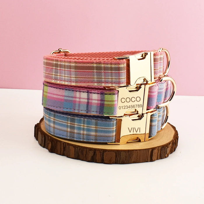 Spoiled Brat™ Personalized Plaid Dog Collar – Custom Engraved - view 3 | Spoiled Brat