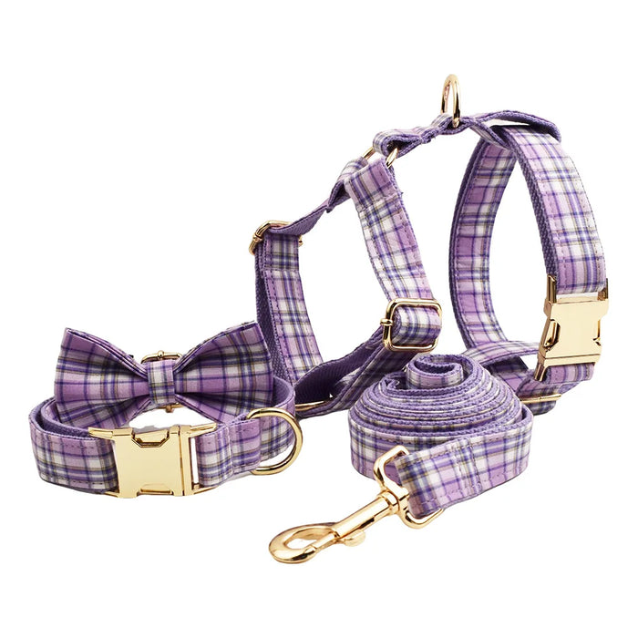 Spoiled Brat™ Plaid Collar, Bow Tie & Leash Bundle – Engraved - view 5 | Spoiled Brat