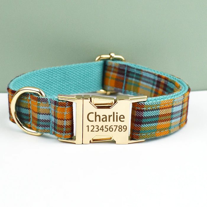 Spoiled Brat™ Personalized Plaid Dog Collar – Custom Engraved - view 2 | Spoiled Brat