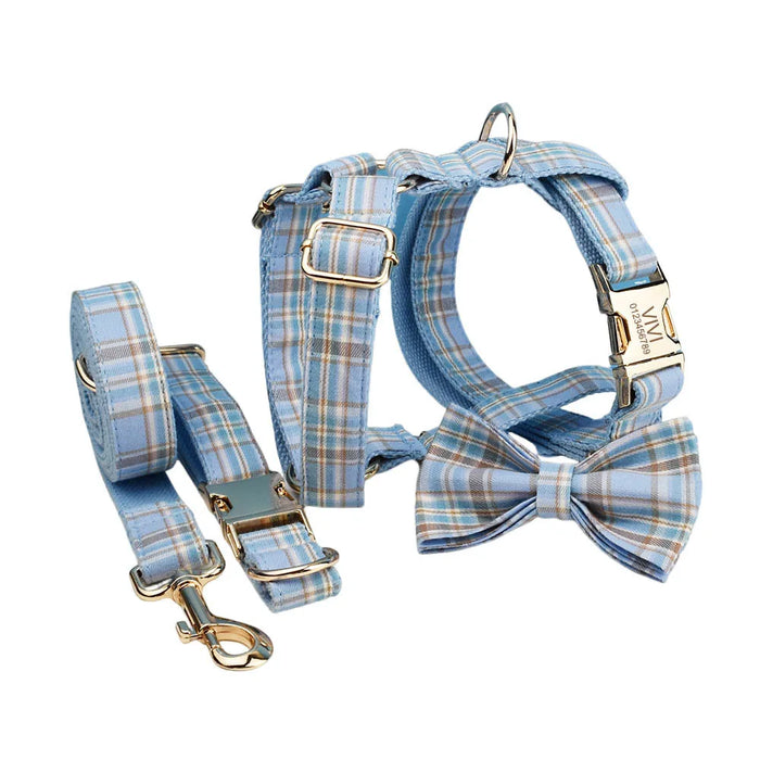 Spoiled Brat™ Plaid Collar, Bow Tie & Leash Bundle – Engraved - view 3 | Spoiled Brat