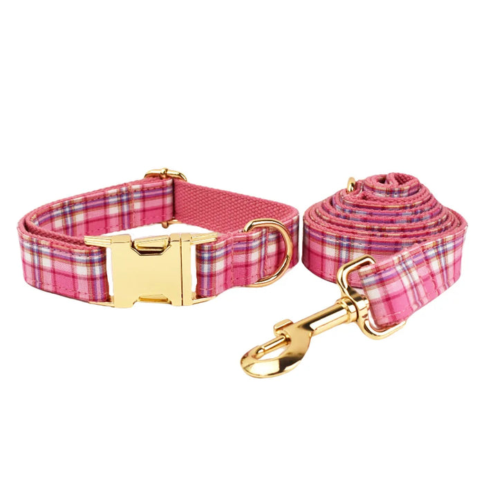 Spoiled Brat™ Plaid Collar, Bow Tie & Leash Bundle – Engraved - view 7 | Spoiled Brat