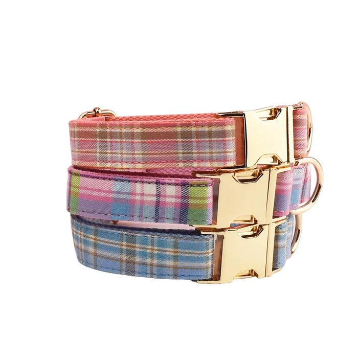 Spoiled Brat™ Plaid Collar, Bow Tie & Leash Bundle – Engraved - view 2 | Spoiled Brat