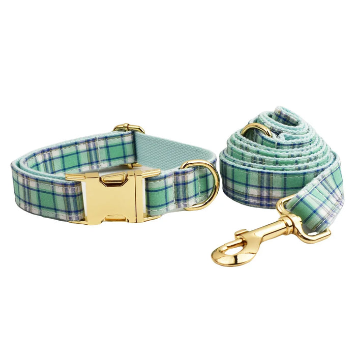 Spoiled Brat™ Plaid Collar, Bow Tie & Leash Bundle – Engraved - view 8 | Spoiled Brat