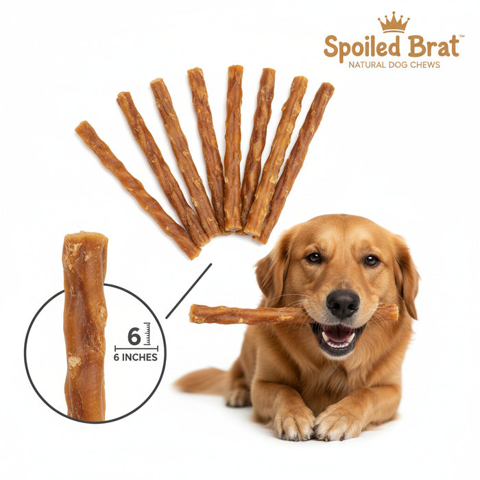 Spoiled Brat™ ChewStrip Bully Sticks – 6" Natural Dog Chews - view 2 | Spoiled Brat