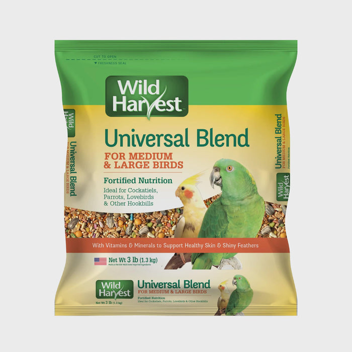 Wild Harvest Universal Blend For Medium And Large Birds 3 Pounds, Fortified Nutrition