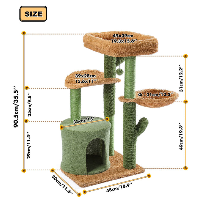 Cactus Cat Tree with Natural Sisal Scratching Post