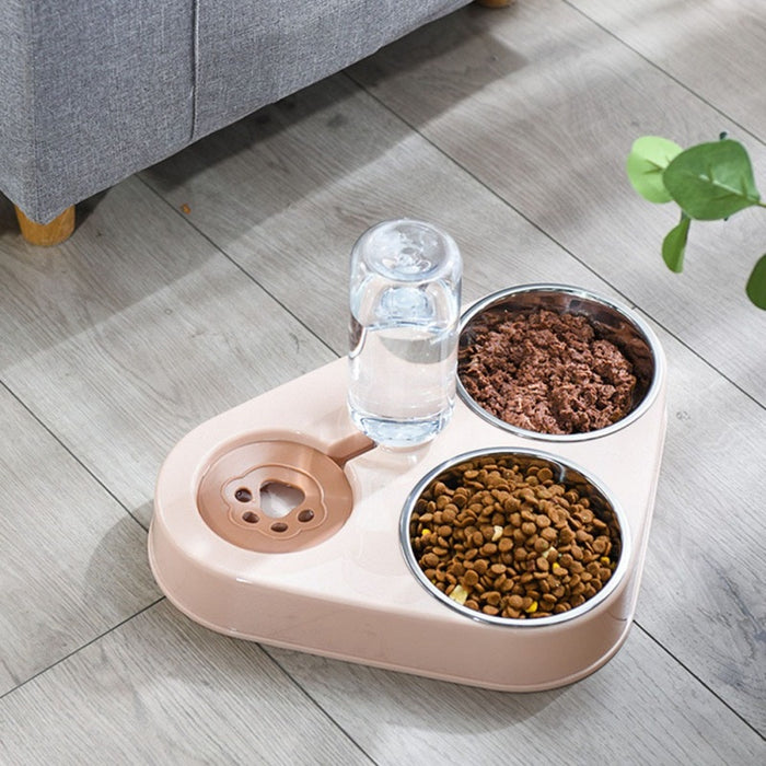 3 in 1 Dog Feeder Bowl With Water Bottle