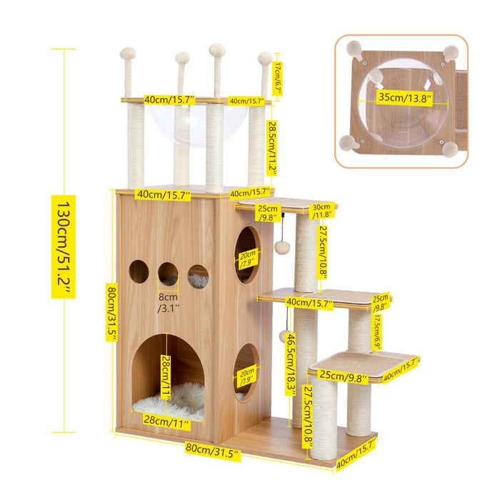 Cat Tree Tower Condo with hammock Solid Wood Cat Scratching Cat Hole