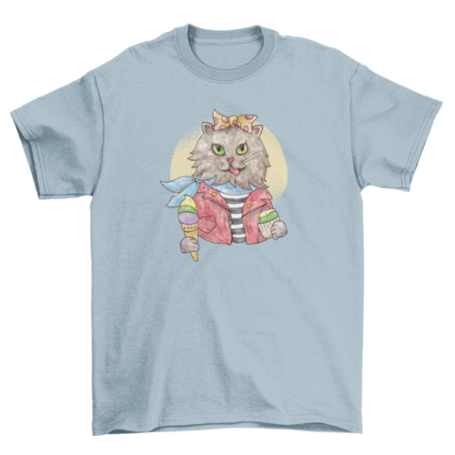 Watercolor Rockabilly Cat T-shirt