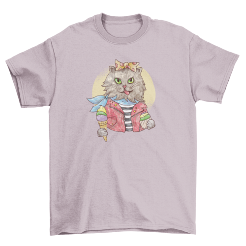 Watercolor Rockabilly Cat T-shirt