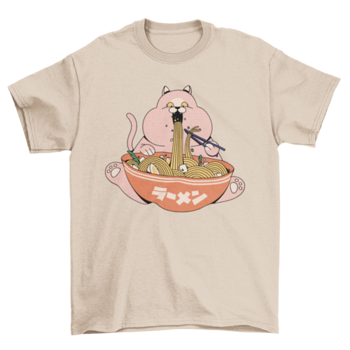 Cat ramen fan t-shirt