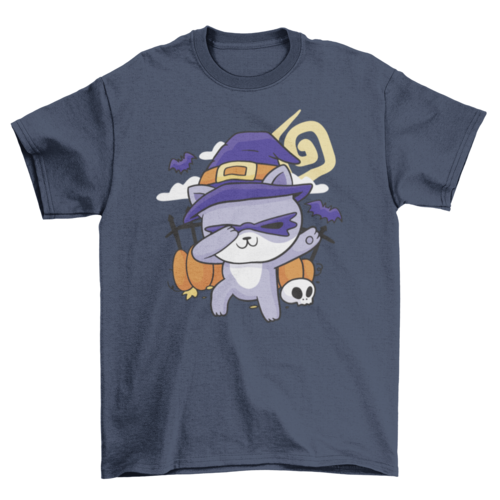 Halloween cat dabbing t-shirt design