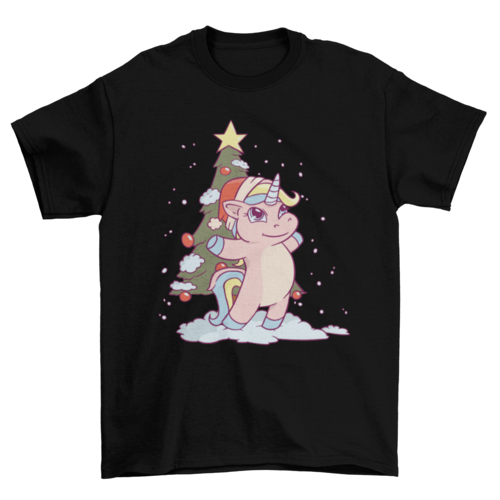Christmas unicorn cartoon t-shirt